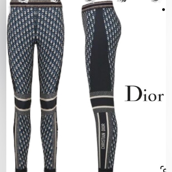 Dior Pants - DIOR Leggings Oblique Technical Jersey Blue